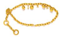 A Celine Goldtone Arc de Triomphe Vintage Charm Belt, 27"- 35" L x 1.5" W.