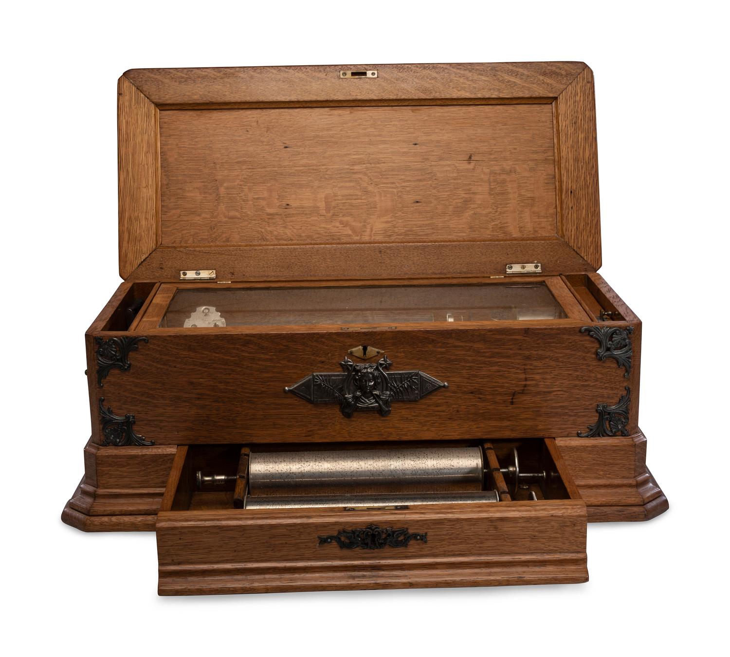 A Swiss Three-Cylinder Oak Music Box