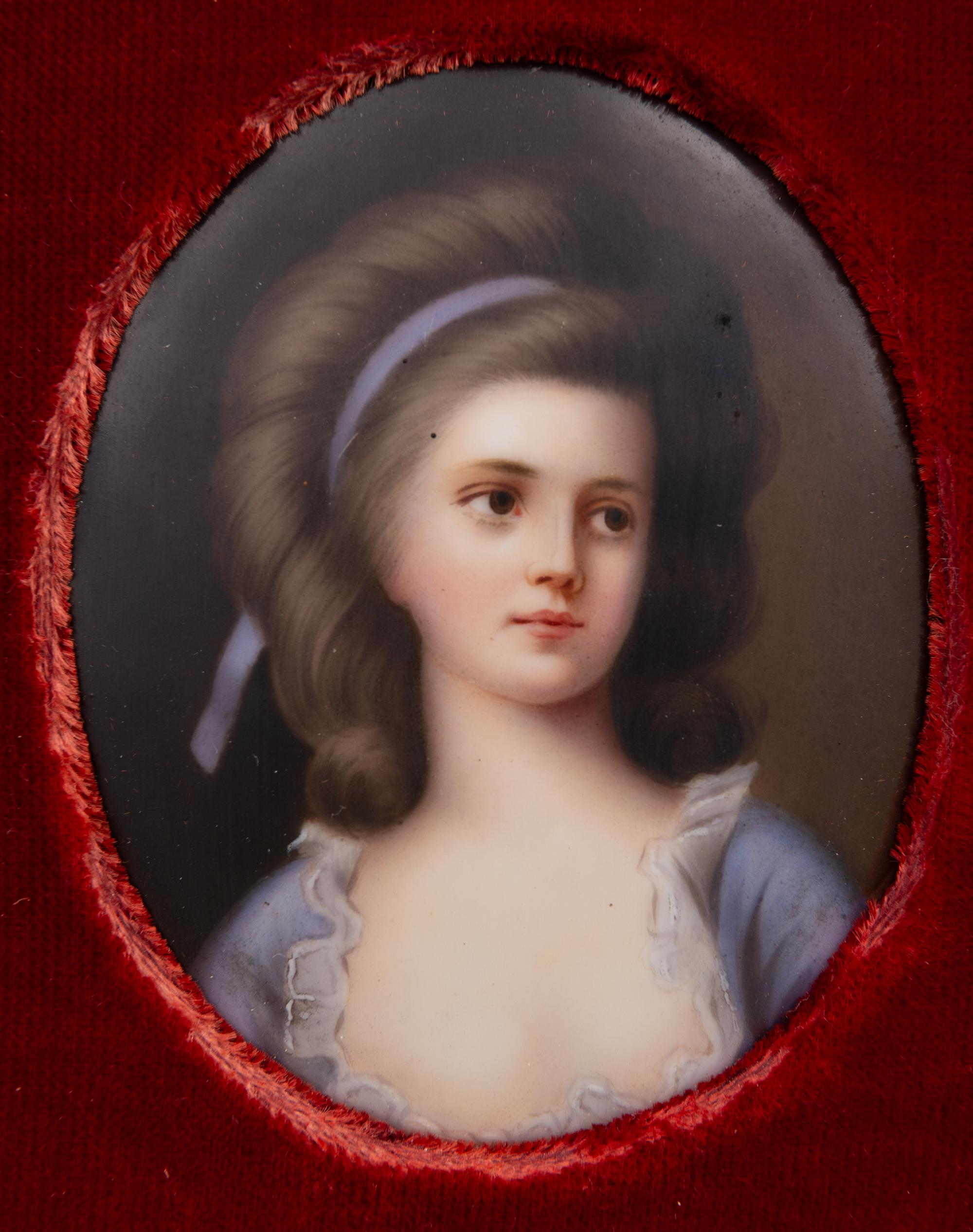 A Collection of Nine Framed Italian Miniature Portraits
