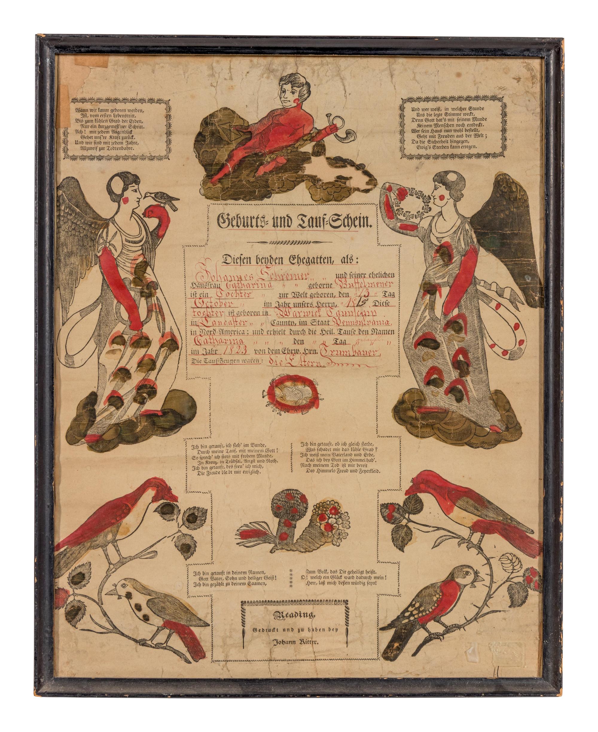 Three German Fraktur Birth Certificates