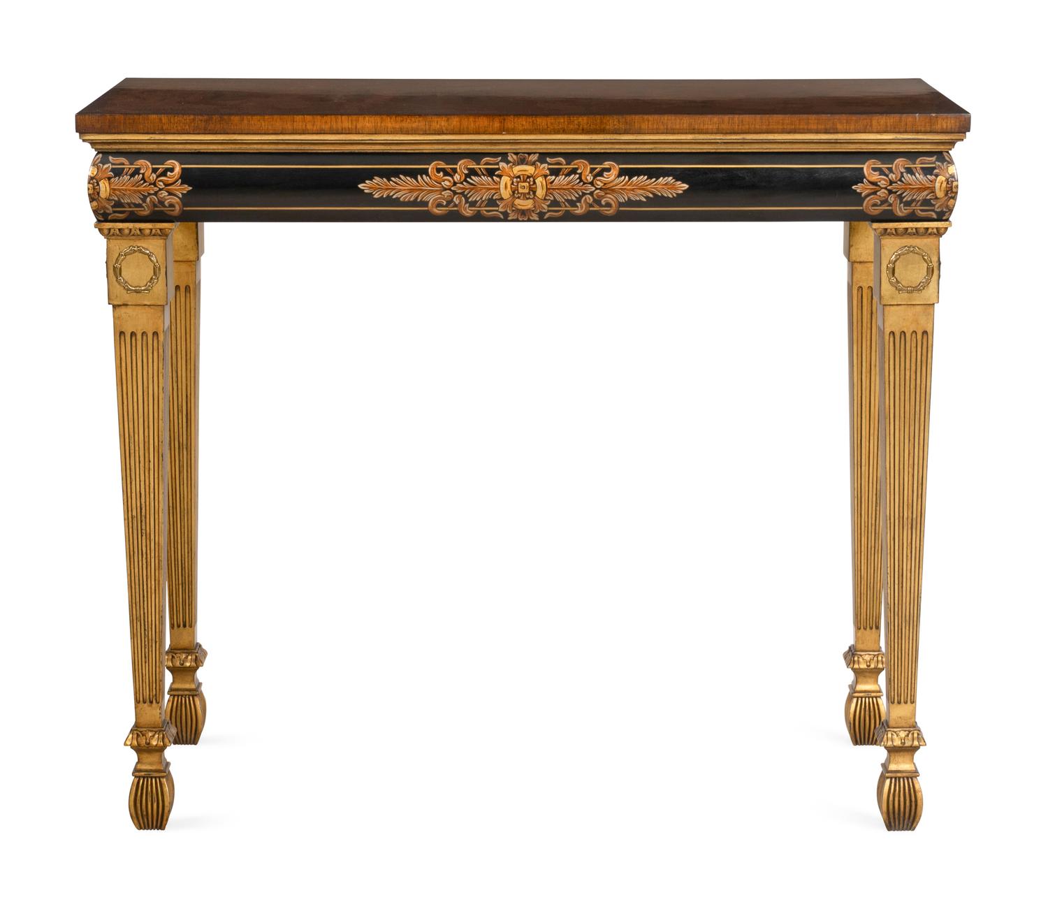 A Karges Georgian Style Ebonized and Parcel Gilt Pier Table