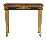 A Karges Georgian Style Ebonized and Parcel Gilt Pier Table