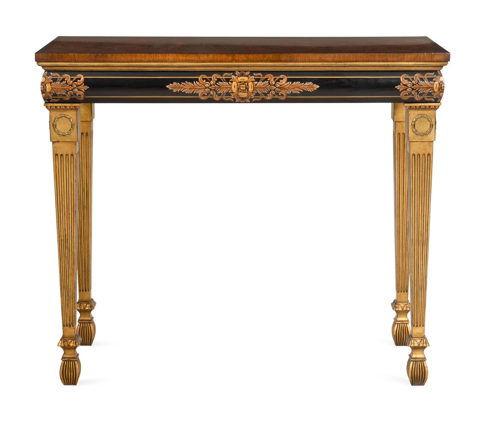 A Karges Georgian Style Ebonized and Parcel Gilt Pier Table