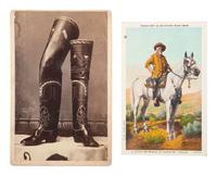 [EARLY PHOTO] CDV album incl. image of Lincoln's elk-horn chair, with photo of Buffalo Bill's boots