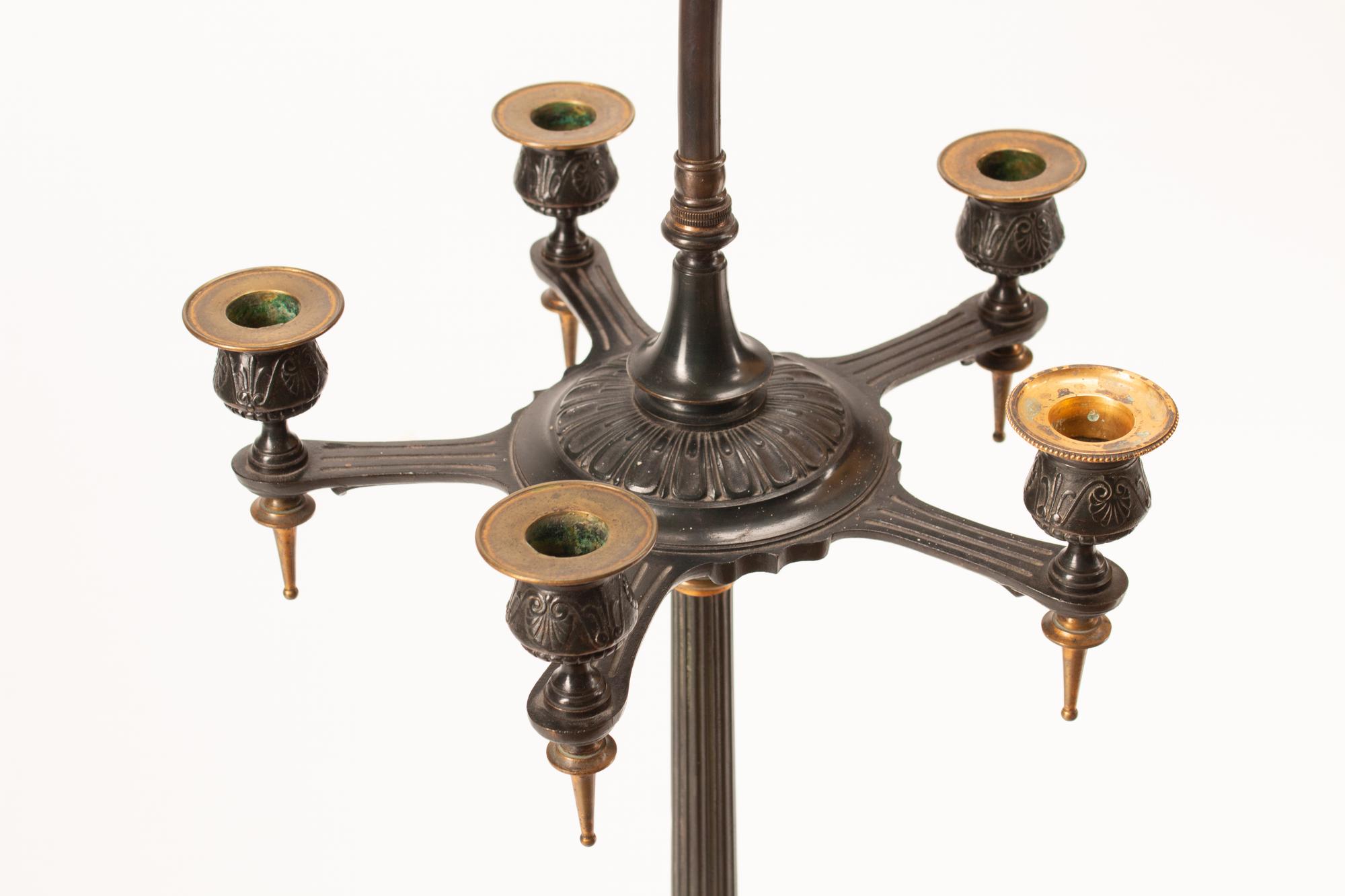 A Pair of French Parcel-Gilt and Patinated Bronze Lamps — LATE 19TH CENTURY