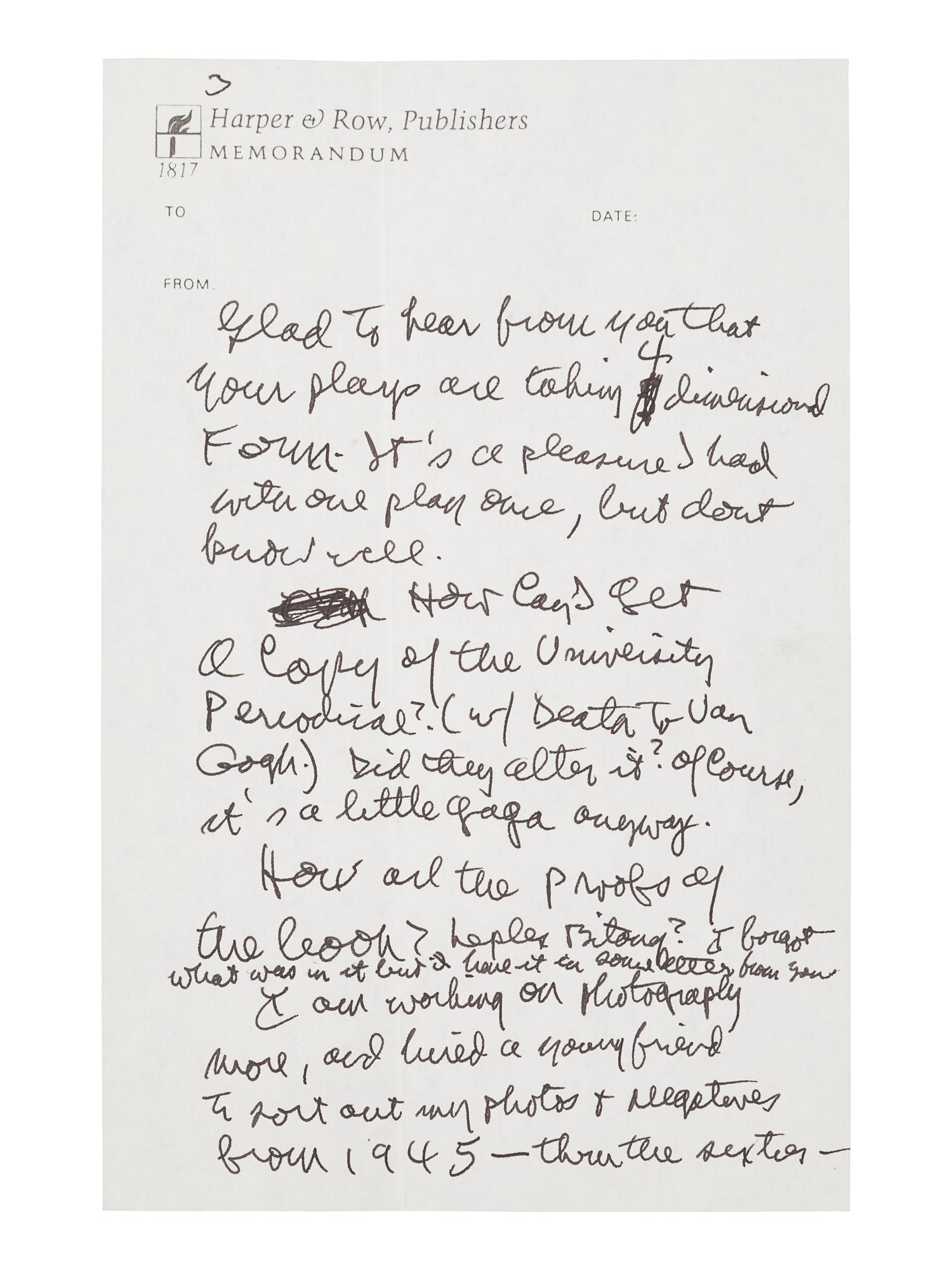 GINSBERG, Allen (1926-1997). Autograph letter signed ("Allan"), to István Eörsi. New York, New York, 11 May 1984. 4 pages, 8vo, 215 x 138 mm, on Harper & Row, Publishers Memorandum paper, Ginsberg's return address stamped on the first page, with original envelope .