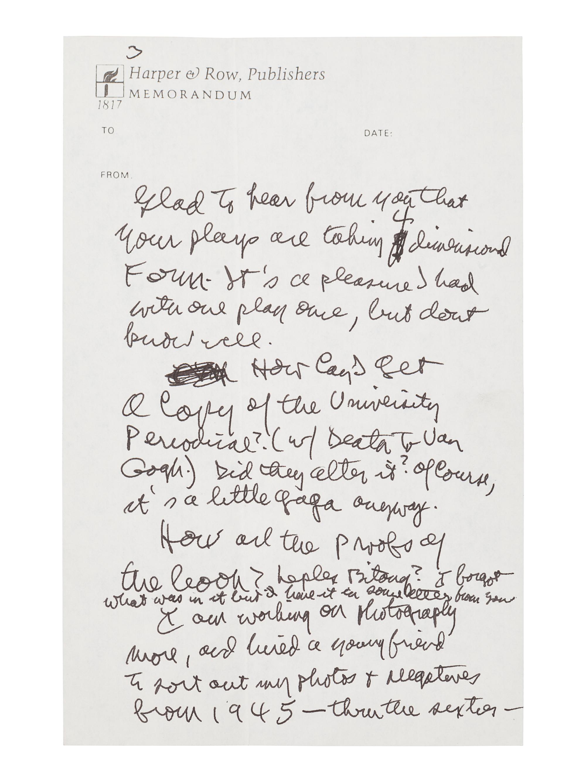 GINSBERG, Allen (1926-1997). Autograph letter signed ("Allan"), to István Eörsi. New York, New York, 11 May 1984. 4 pages, 8vo, 215 x 138 mm, on Harper & Row, Publishers Memorandum paper, Ginsberg's return address stamped on the first page, with original envelope .