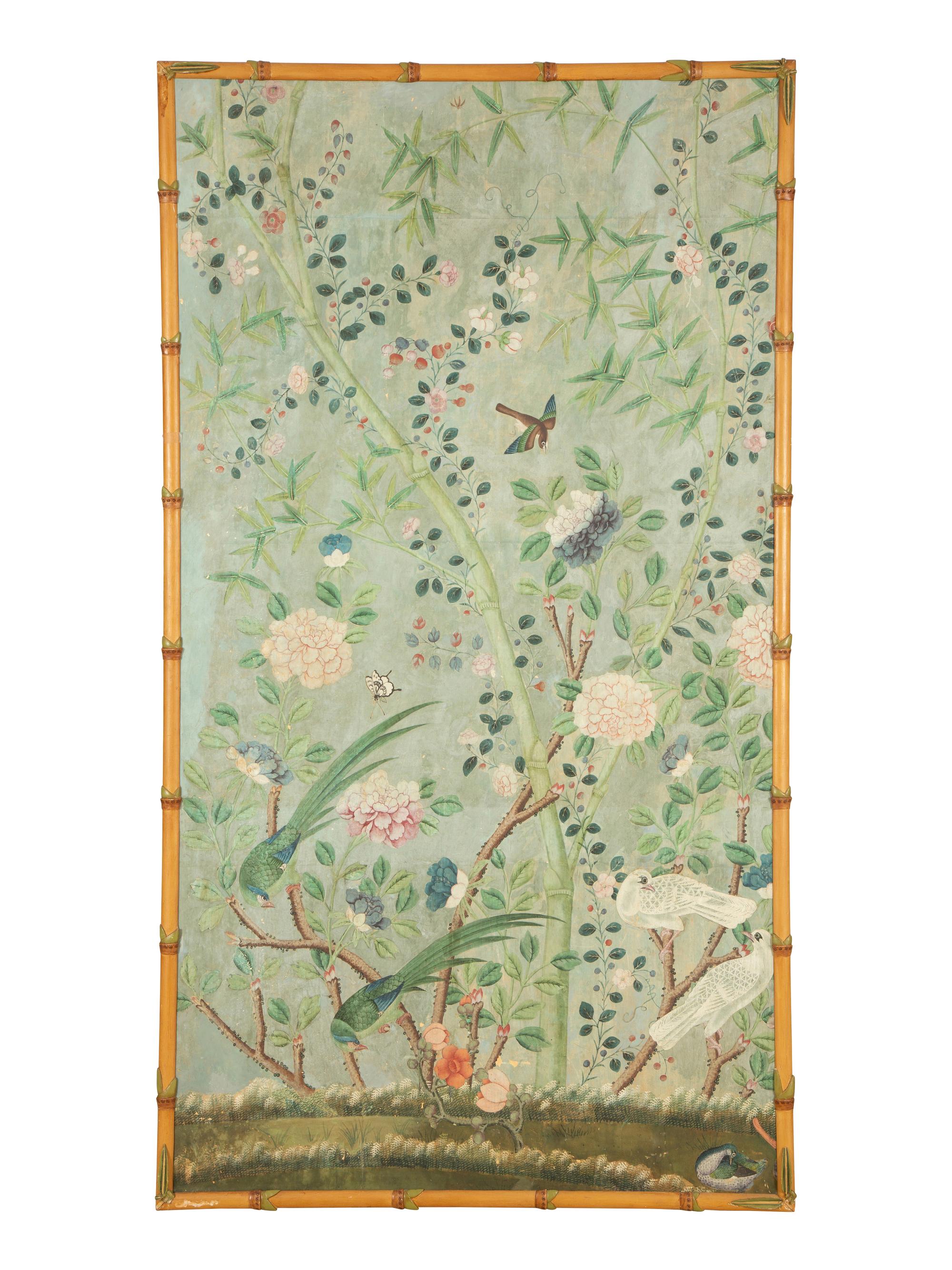 A Pair of Chinoiserie Wallpaper Panels — 19th/20th Century