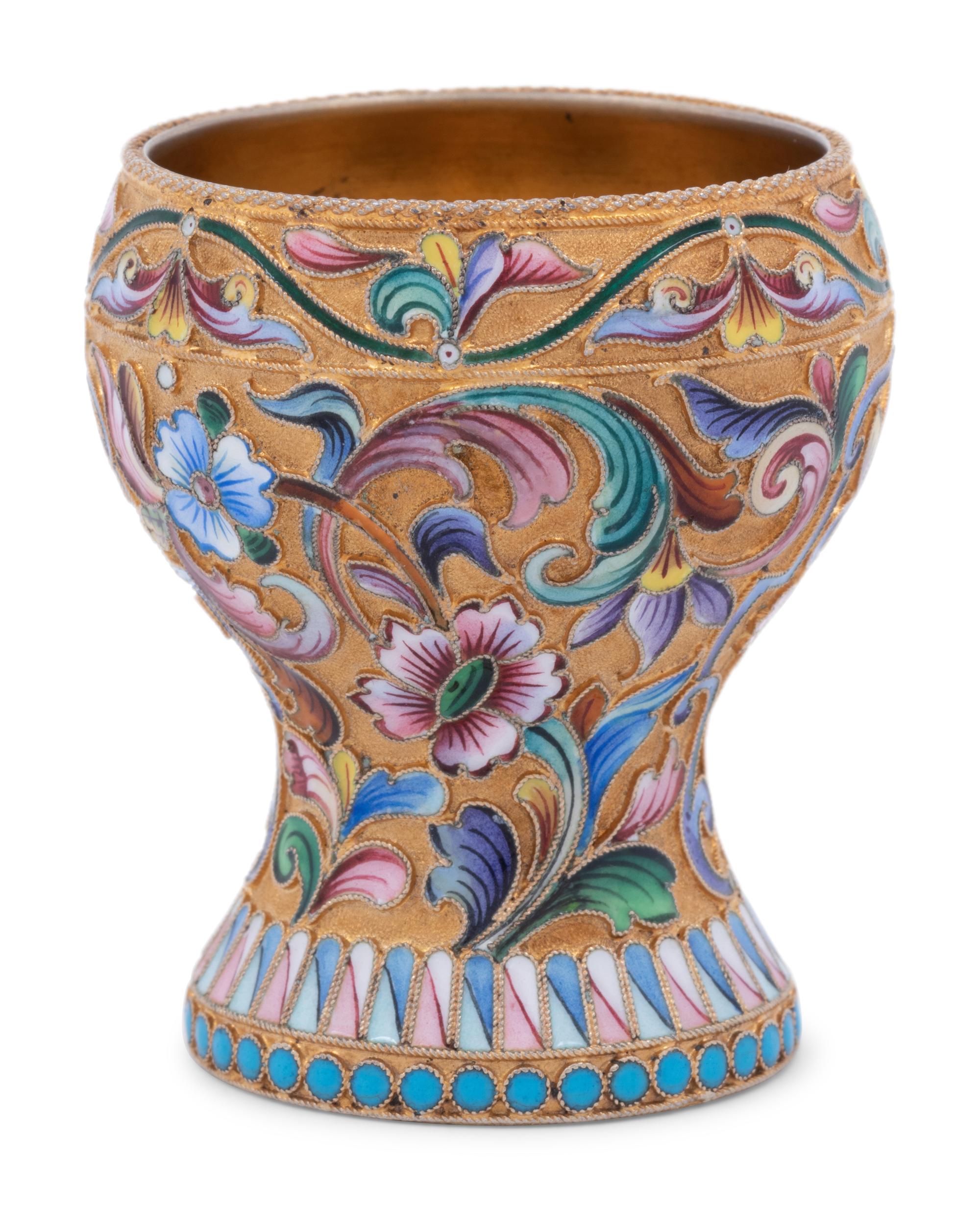 A Russian Shaded Enamel Silver-Gilt Beaker