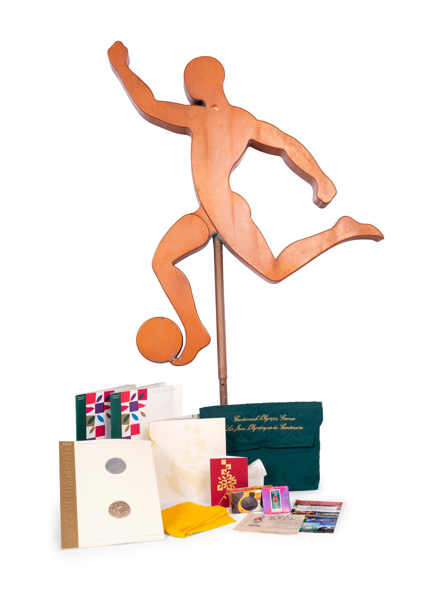 A Rare 1996 Atlanta Olympics Centennial Stadium Soccer Statue and Memorabilia,