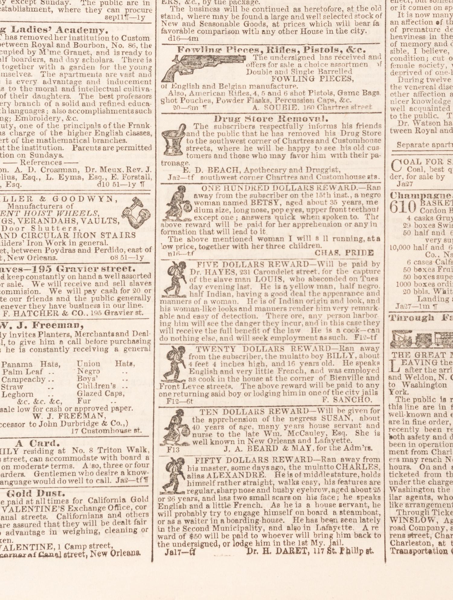 [NEW ORLEANS]. Extensive collection of 200+ New Orleans newspapers dating from the 19th century.