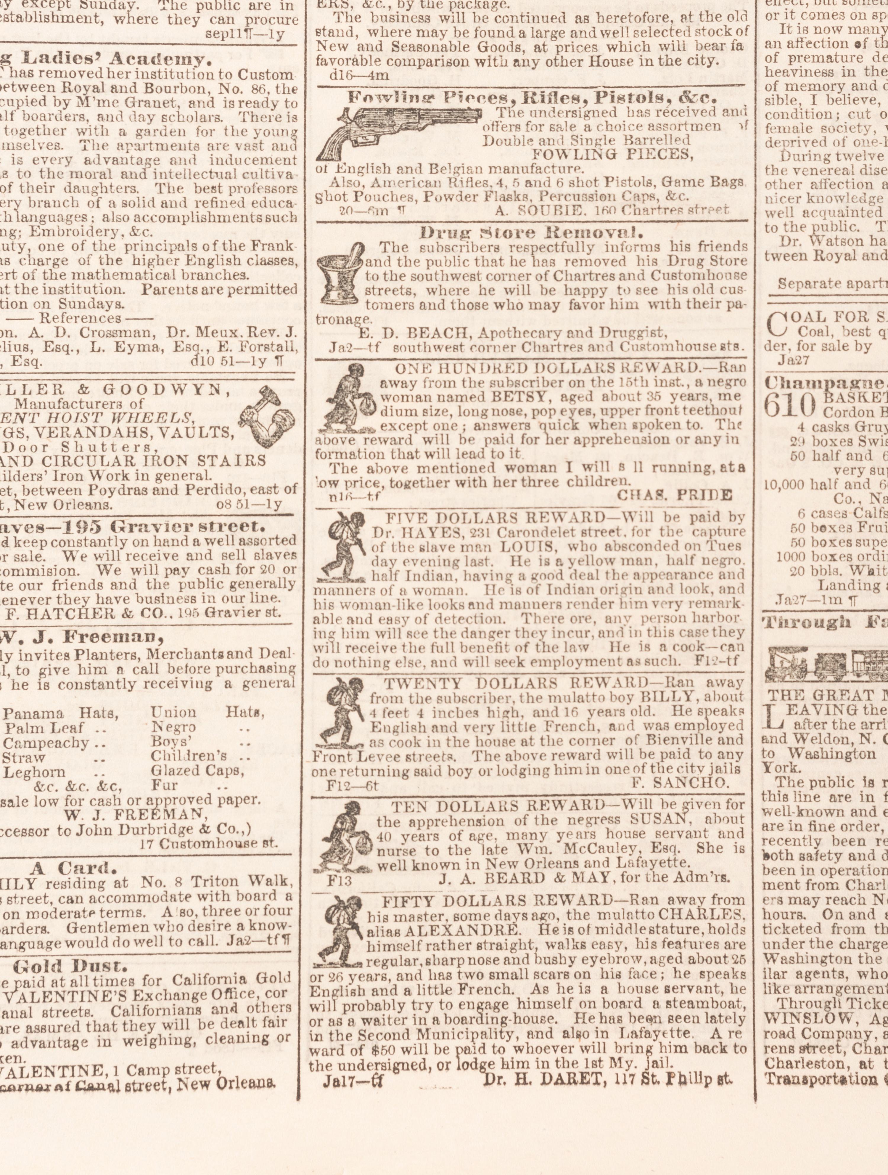 [NEW ORLEANS]. Extensive collection of 200+ New Orleans newspapers dating from the 19th century.