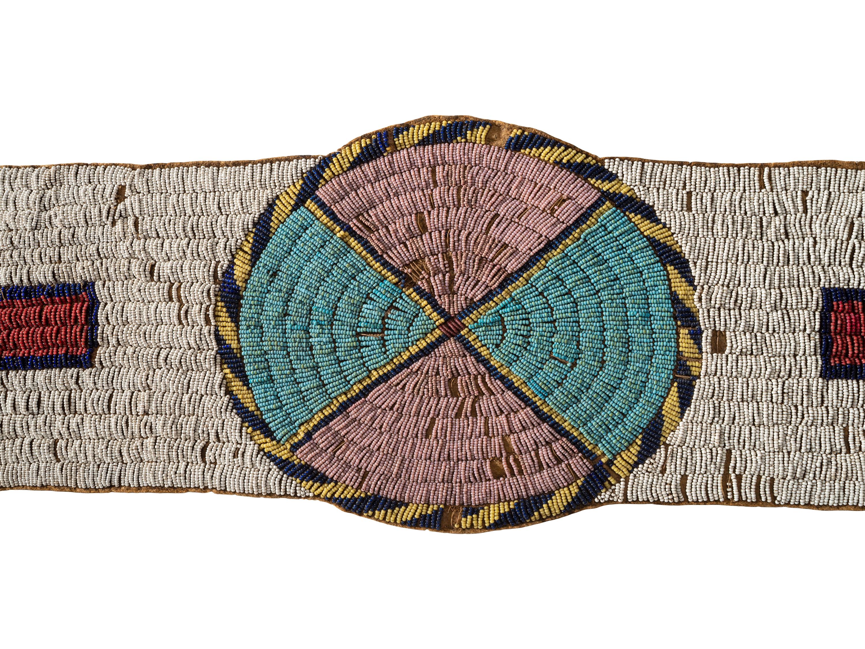 Sioux Beaded Buffalo Hide Blanket Strip