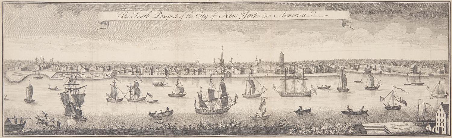 [Americana] [New York] Burgis, William (after). The South Prospect of the City of New York in America