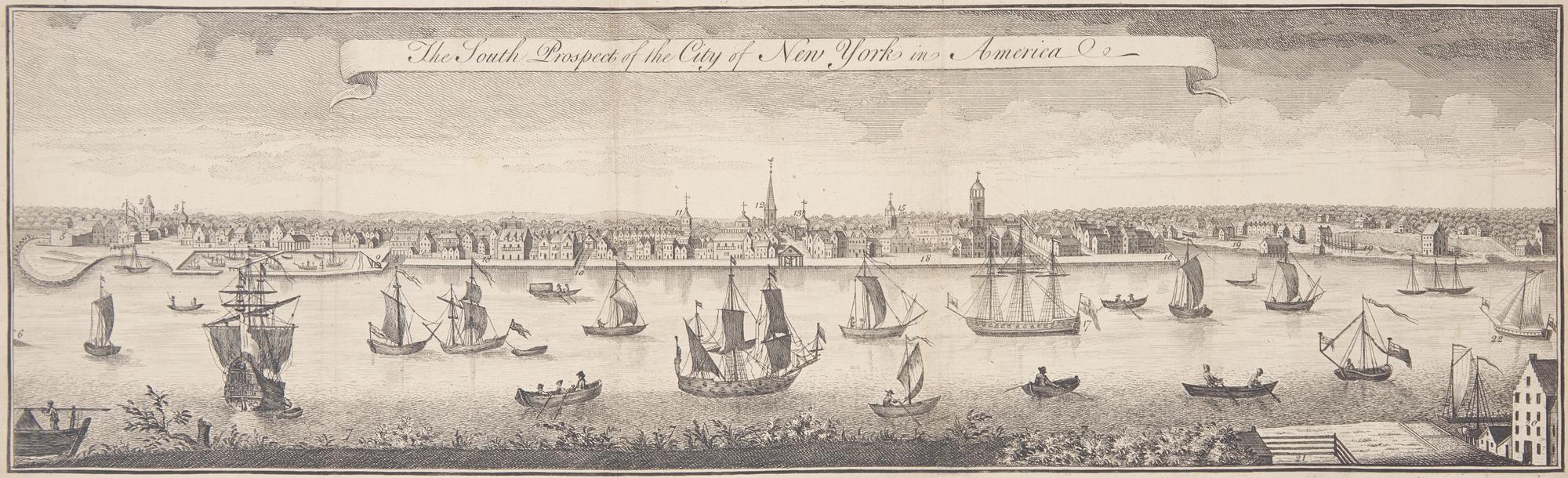 [Americana] [New York] Burgis, William (after). The South Prospect of the City of New York in America
