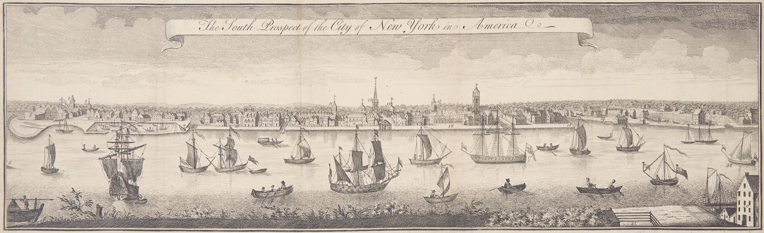 [Americana] [New York] Burgis, William (after). The South Prospect of the City of New York in America