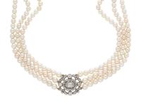 NATURAL PEARL AND DIAMOND CHOKER NECKLACE