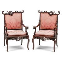 A Pair of French "Japonisme" Armchairs