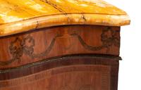 A Pair of George III Marquetry Marble-Top Corner Cabinets in the Manner of Mayhew and Ince