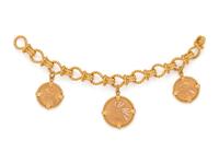 VERDURA, YELLOW GOLD, COIN AND DIAMOND 'TWENTY BUCK' BRACELET
