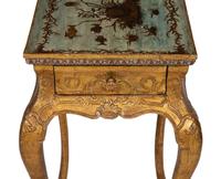 A Continental Giltwood and Découpage Side Table