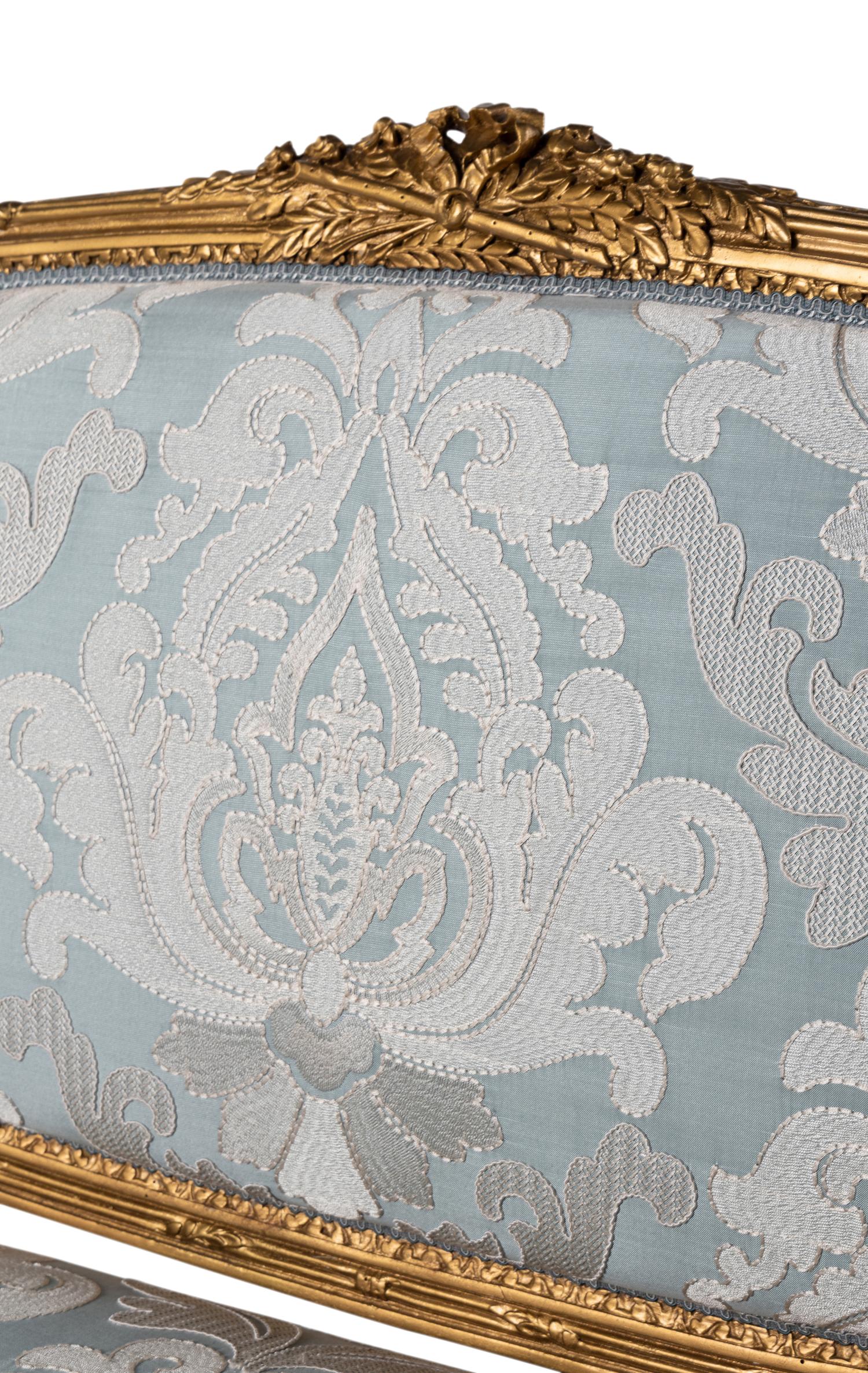A Louis XVI Style Giltwood Settee