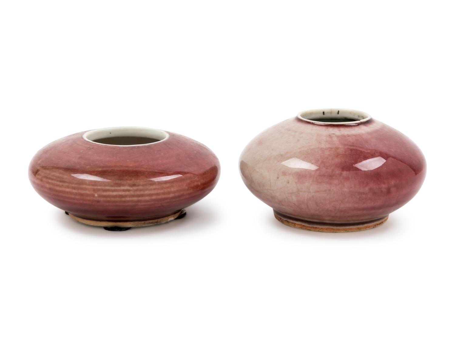 Two Chinese Sang-de-Boeuf Glazed Porcelain Brush Washers