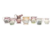 Seven Lusterware Creamers and Pitchers