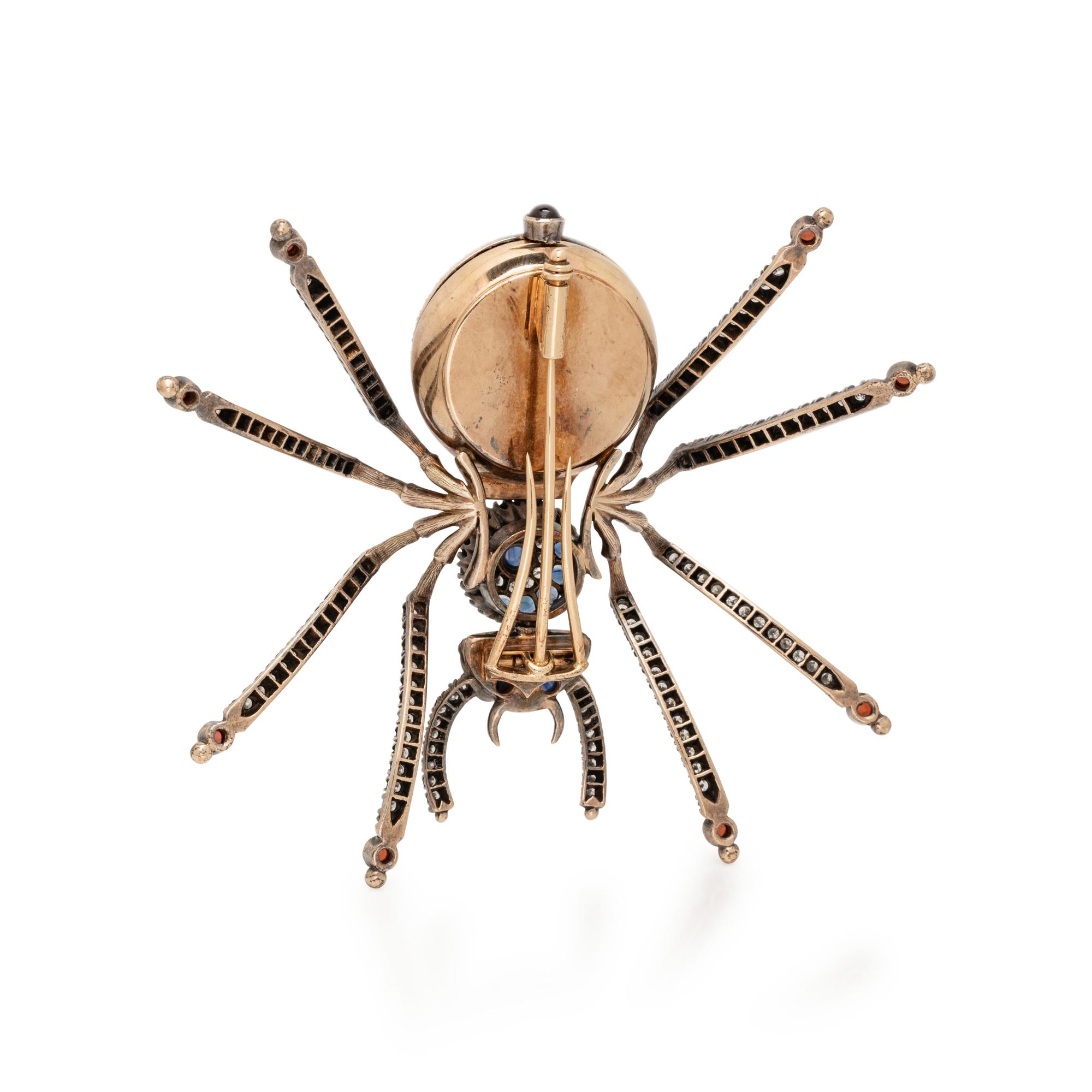 MULTIGEM AND ENAMEL SPIDER BROOCH