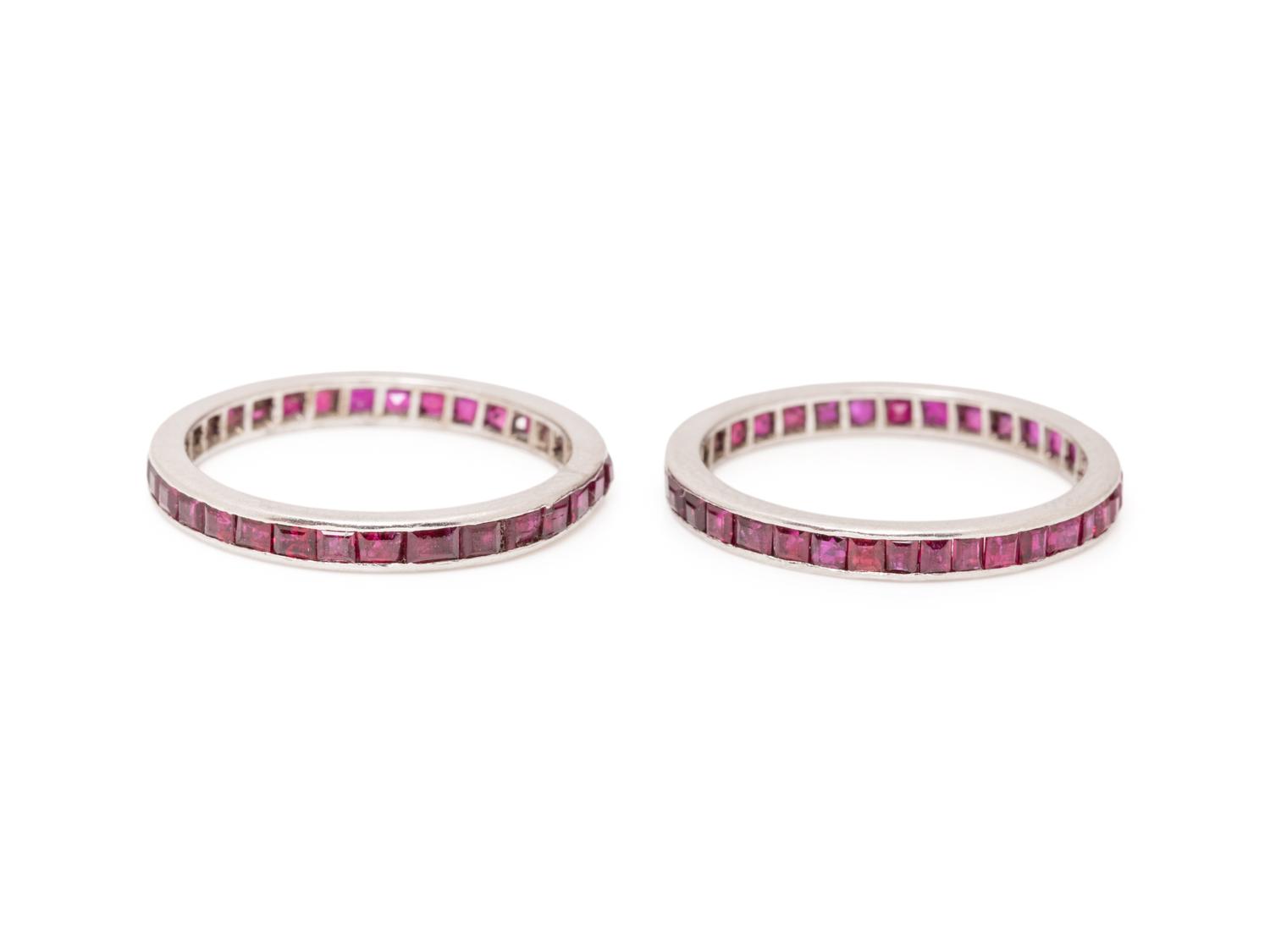 PAIR OF RUBY ETERNITY BANDS