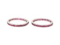 PAIR OF RUBY ETERNITY BANDS