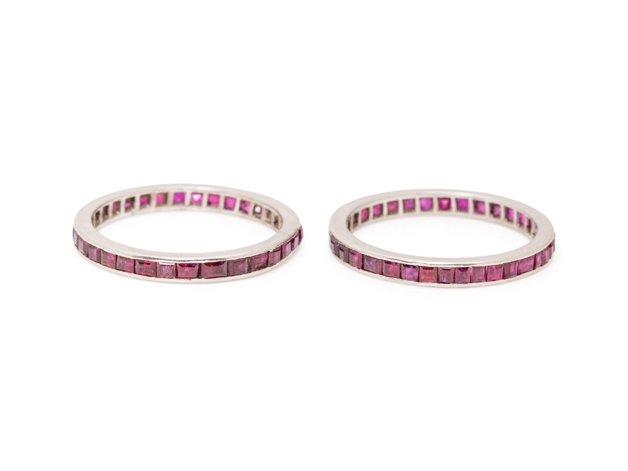 PAIR OF RUBY ETERNITY BANDS