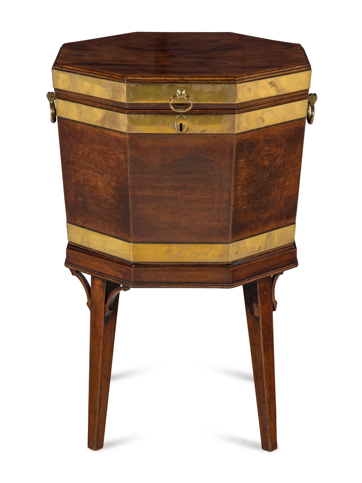 A George III Brass-Banded Mahogany Cellarette