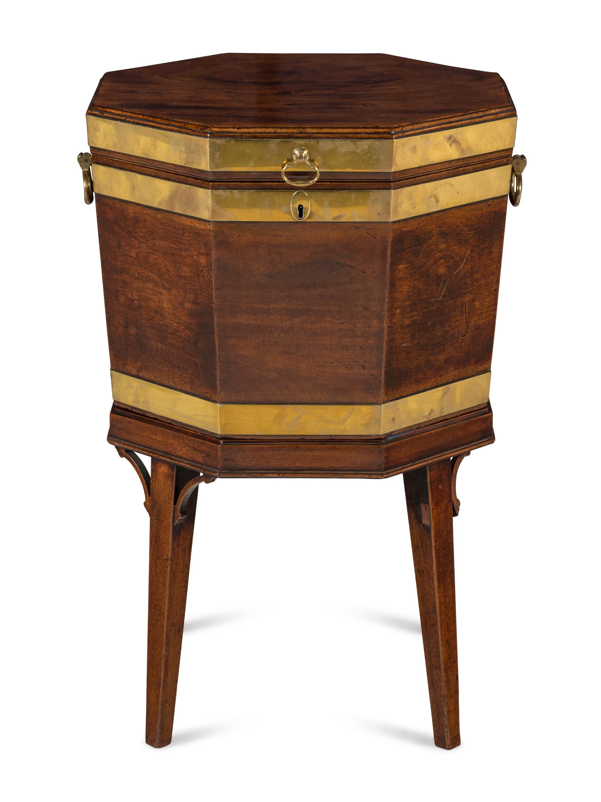 A George III Brass-Banded Mahogany Cellarette