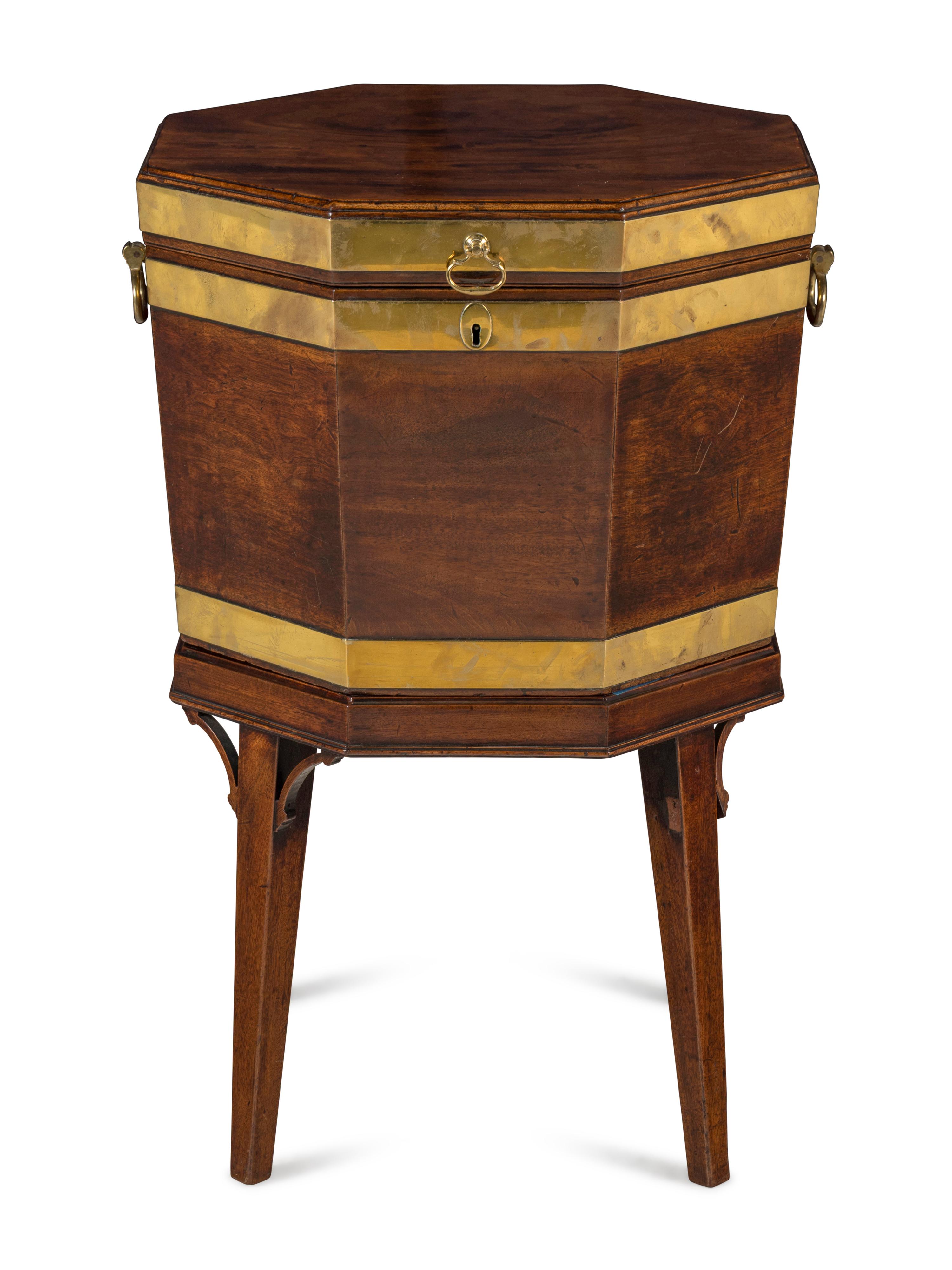 A George III Brass-Banded Mahogany Cellarette