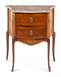 A Louis XV/XVI Style Diminutive Marble-Top Commode