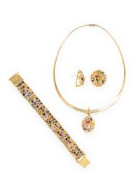 YELLOW GOLD AND MULTICOLOR SAPPHIRE SUITE