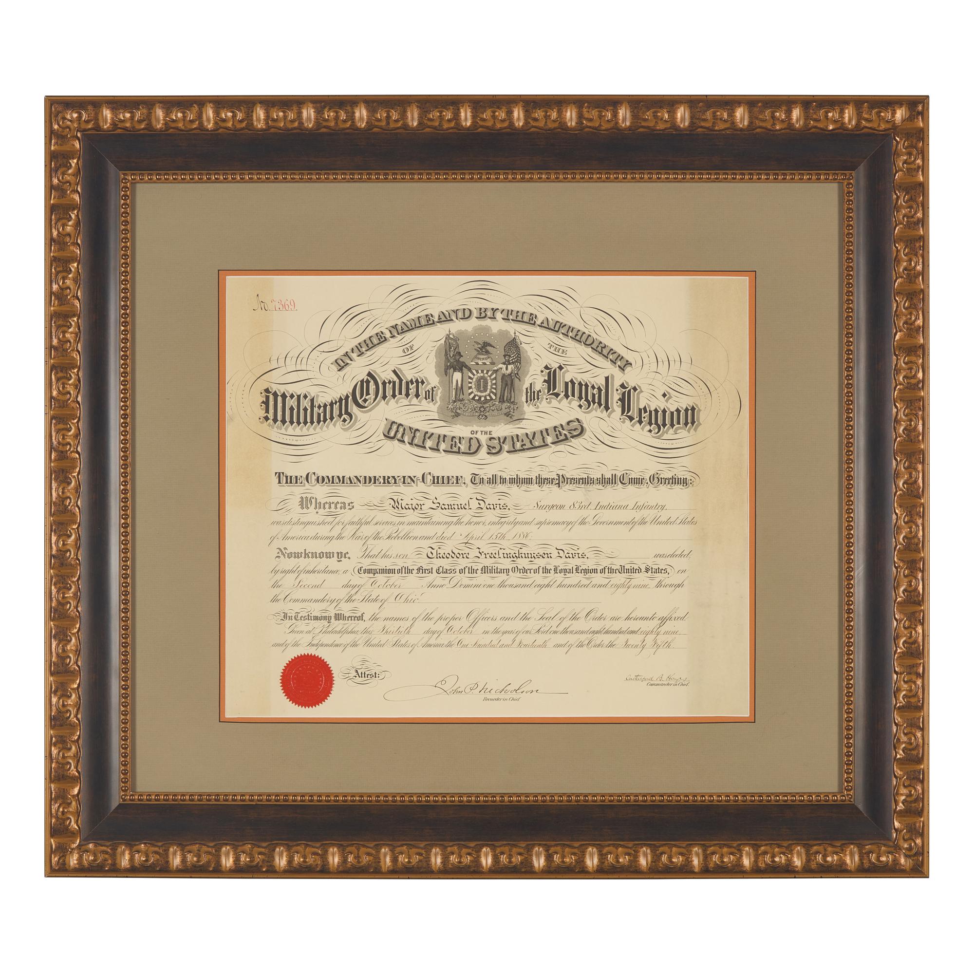 [Presidential] Hayes, Rutherford B. Partially-printed document, signed