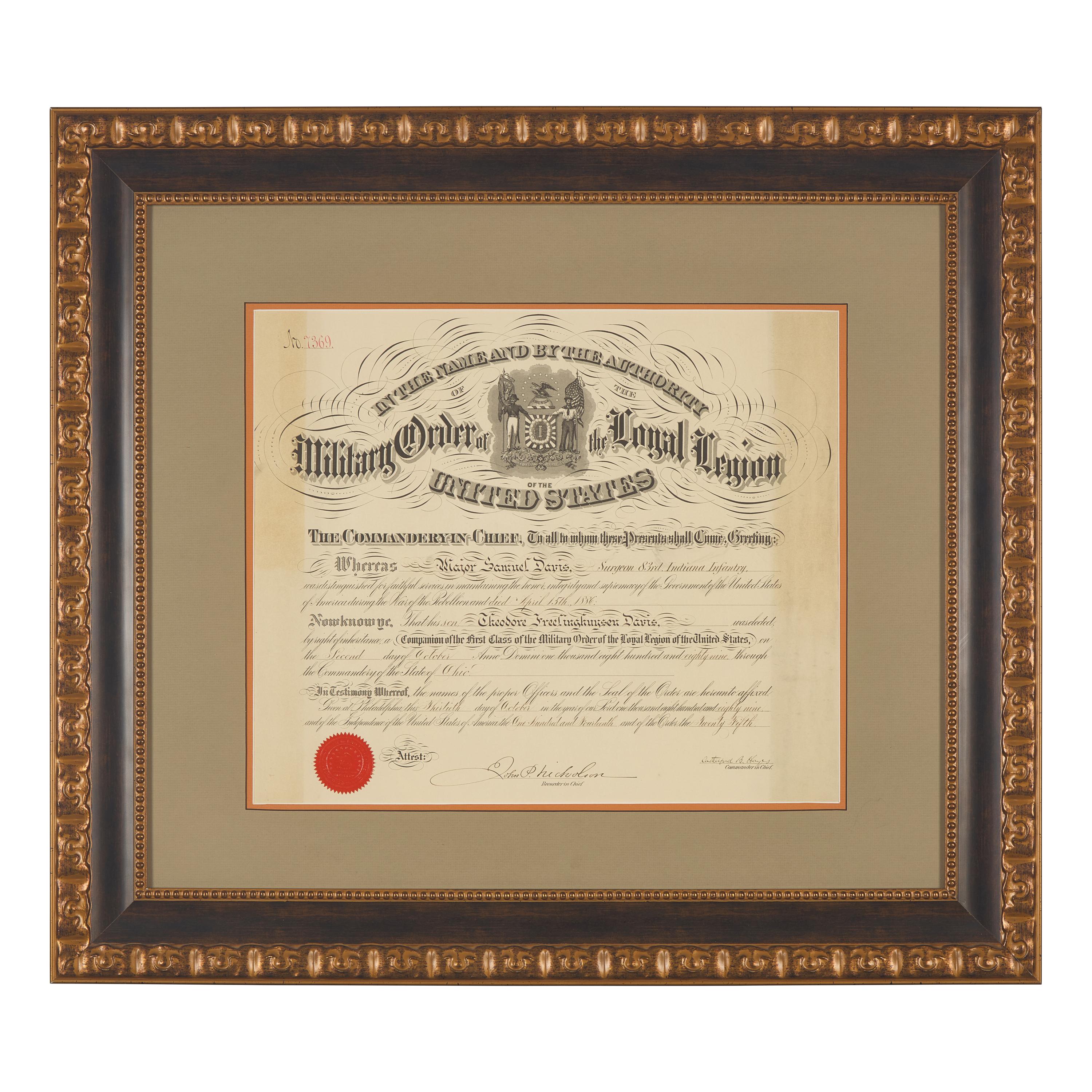 [Presidential] Hayes, Rutherford B. Partially-printed document, signed