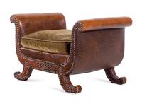 An English Leather Upholstered Stool