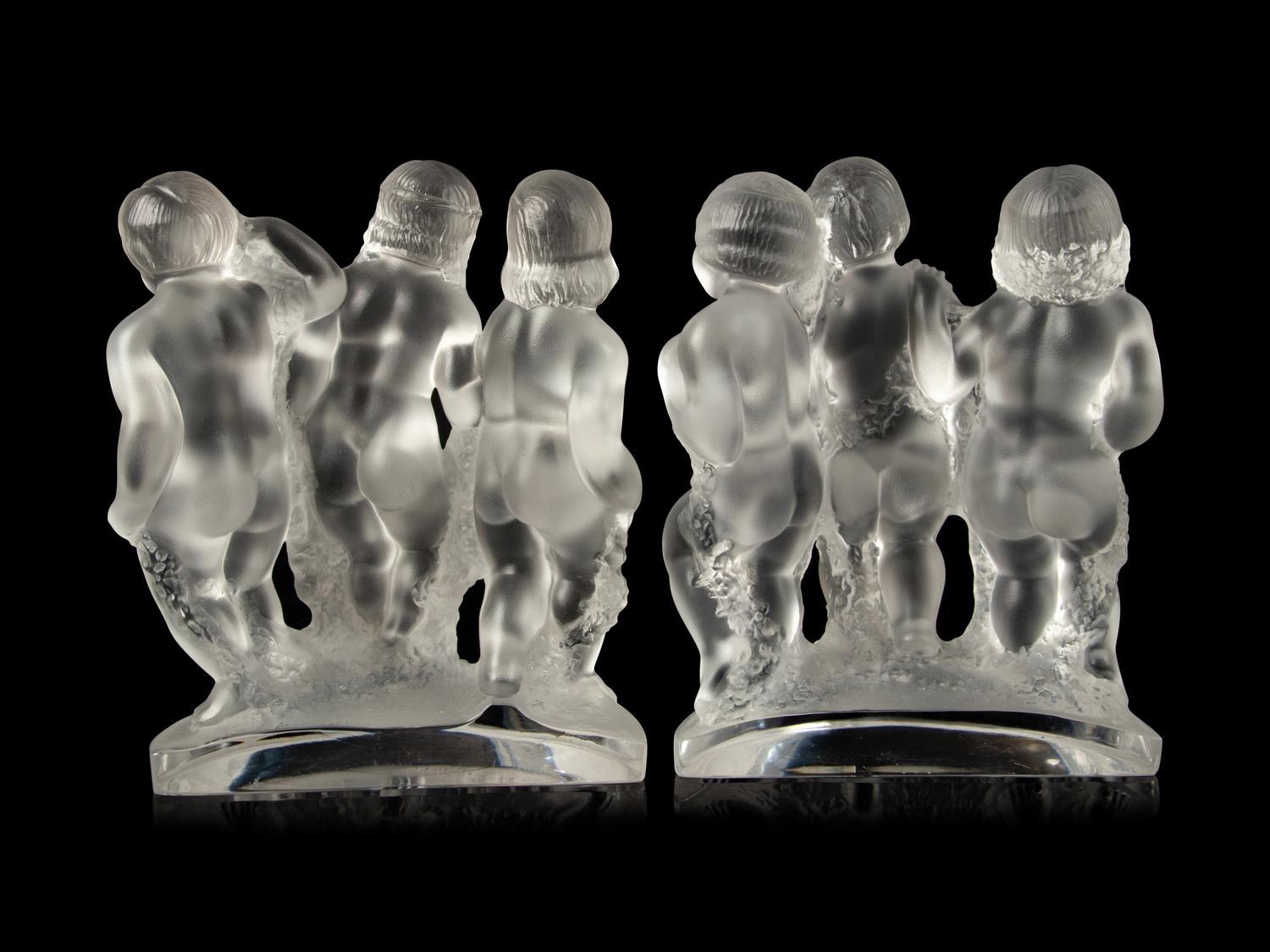 A Pair of Lalique Luxembourg Bookends