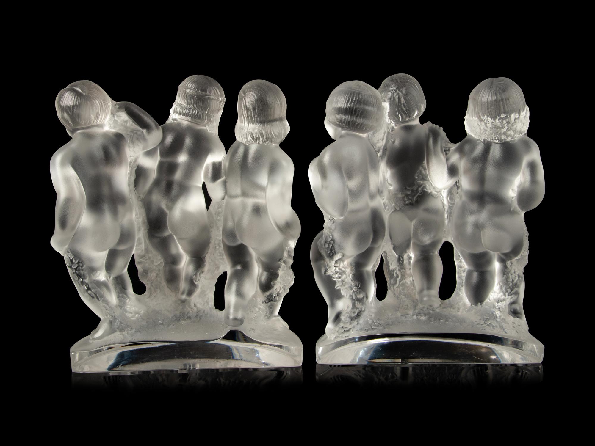 A Pair of Lalique Luxembourg Bookends