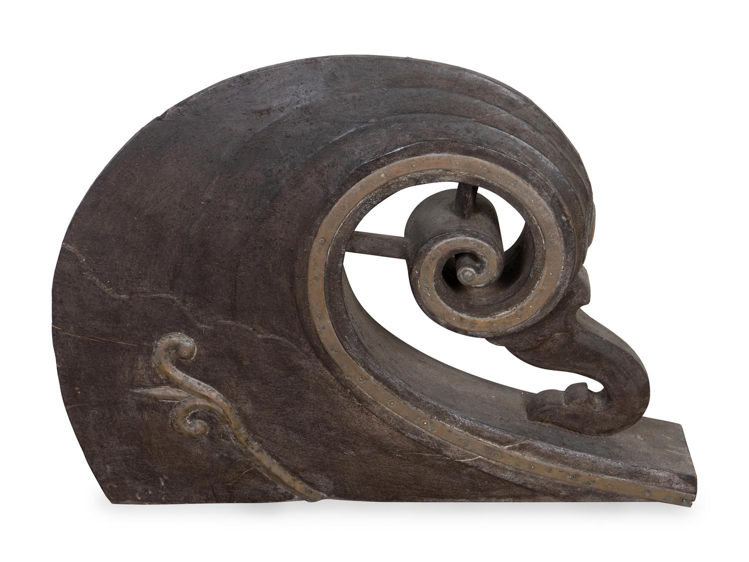 A Carved and Painted Scroll-Form Gondola Prow — 19TH CENTURY