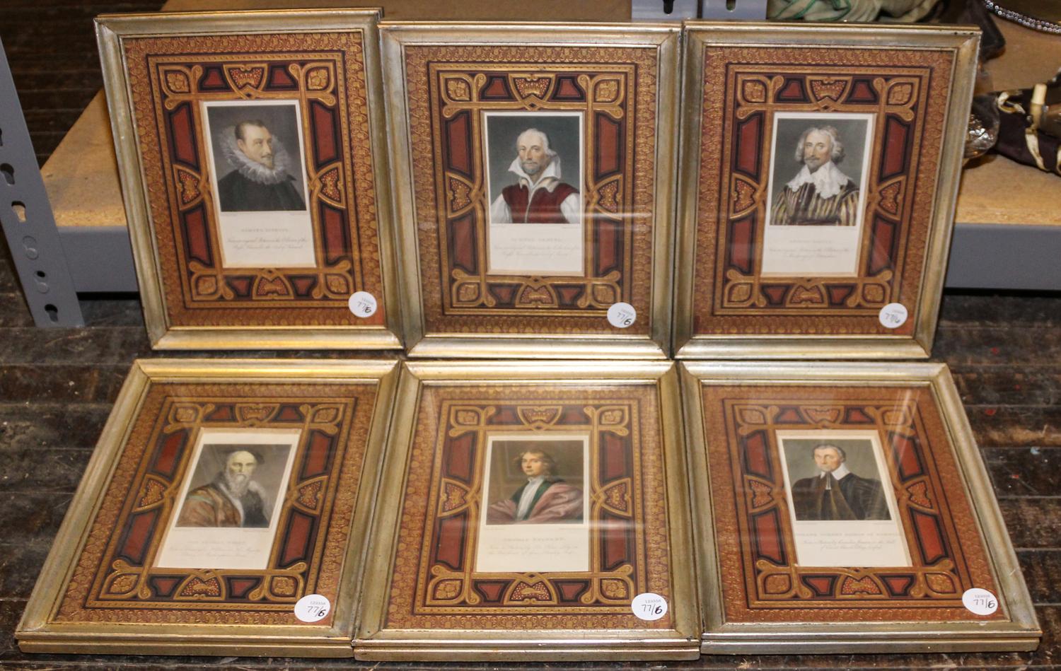 A Collection of Six Etchings of Aristocrats. Height 6 x width 3 inches.
