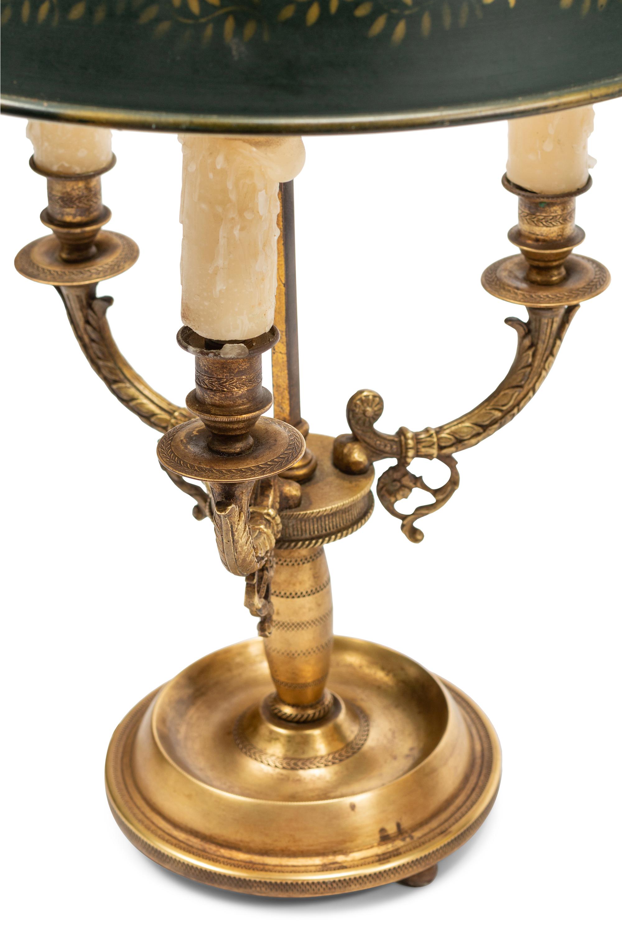 Three Empire Style Gilt Metal Bouillotte Lamps