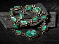 Navajo Sterling Silver and Blue Gem Turquoise Link Concha Belt