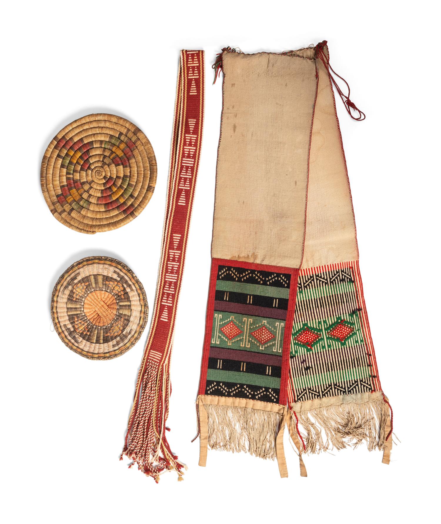 Hopi Second and Third Mesa Baskets, Dance Sashes