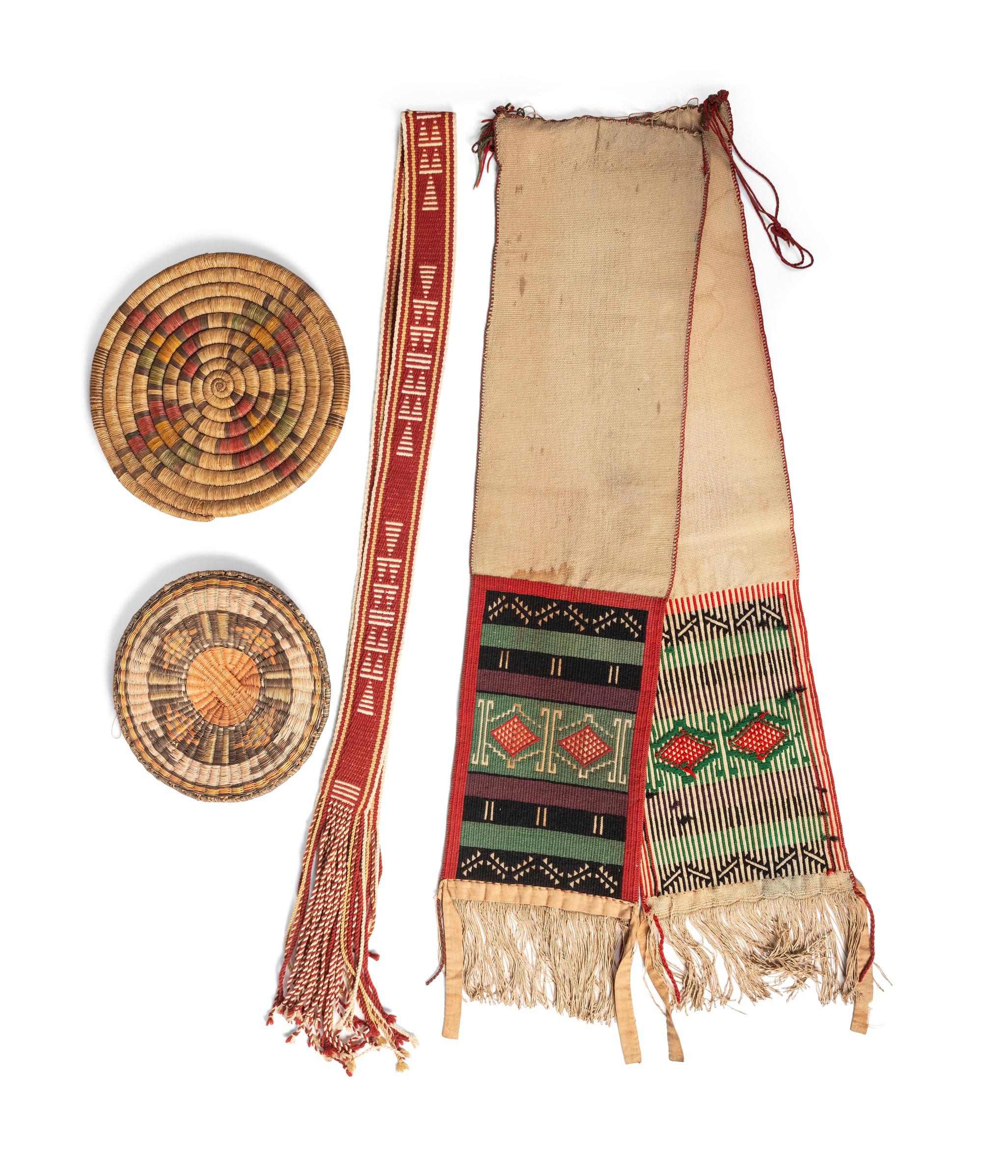 Hopi Second and Third Mesa Baskets, Dance Sashes