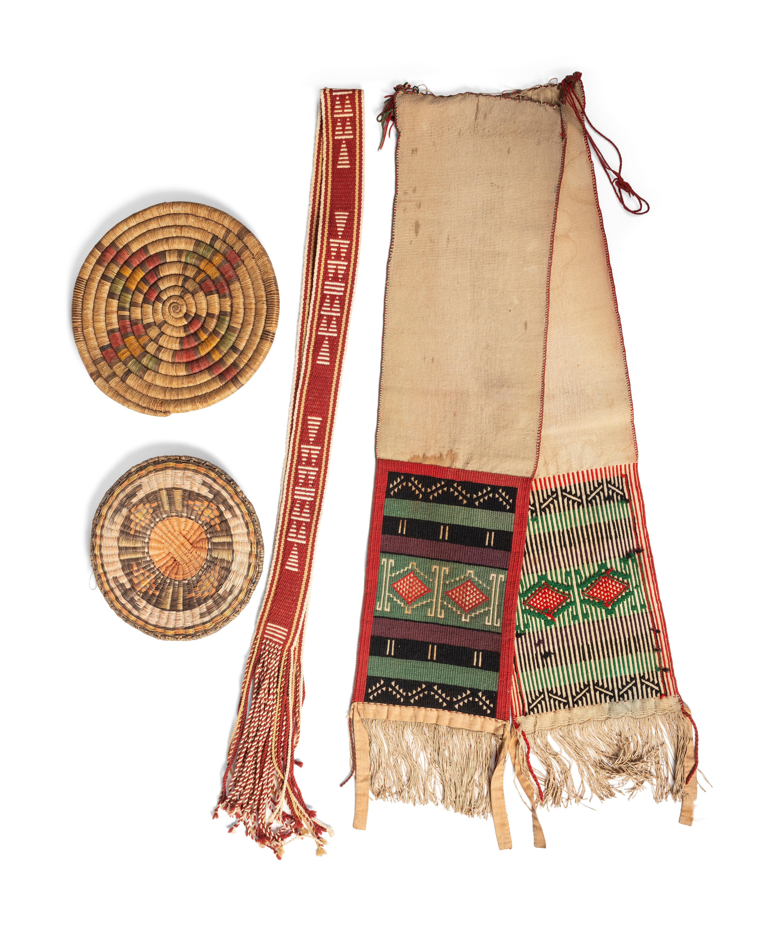 Hopi Second and Third Mesa Baskets, Dance Sashes