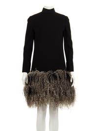 Geoffrey Beene Black Dress with Ostrich Feather Trim, 1968